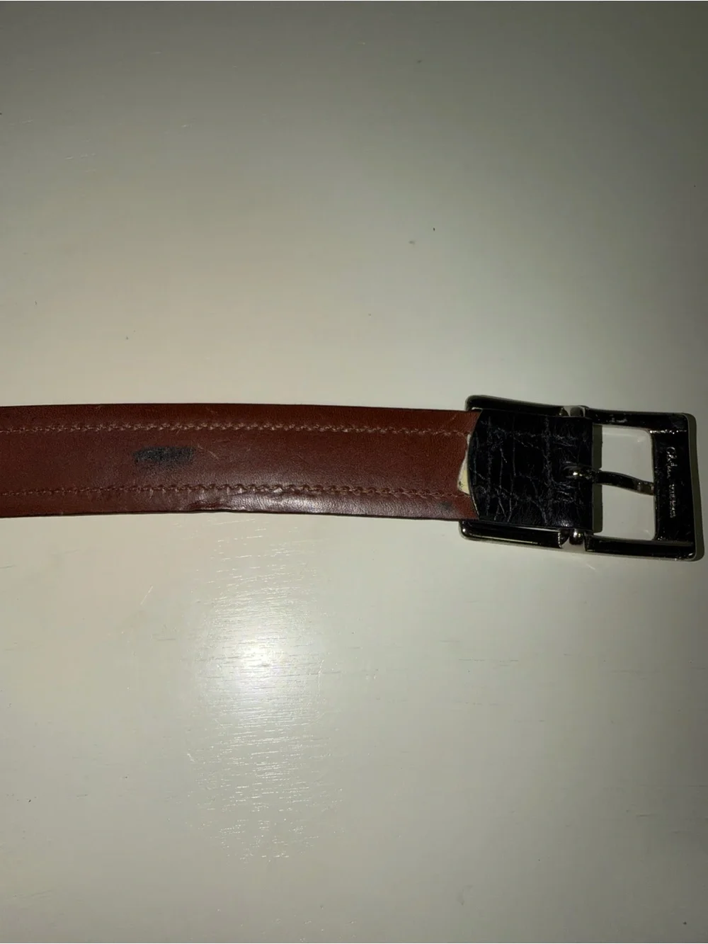 Men’s Cole Haan Black Leather Croc Design Belt Size 40